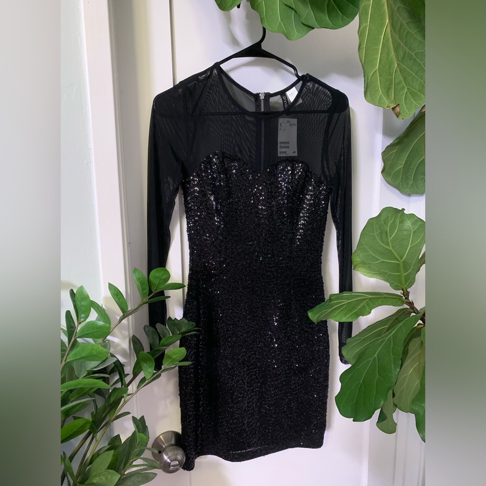 Sparkly Sequin Black Long Sleeve Dress with Tags